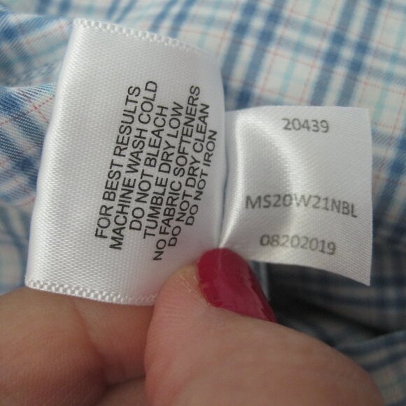 Peter Millar Long Sleeve Button Down Dress Shirt XL Blue White Plaid Cotton Silk - Picture 8 of 10